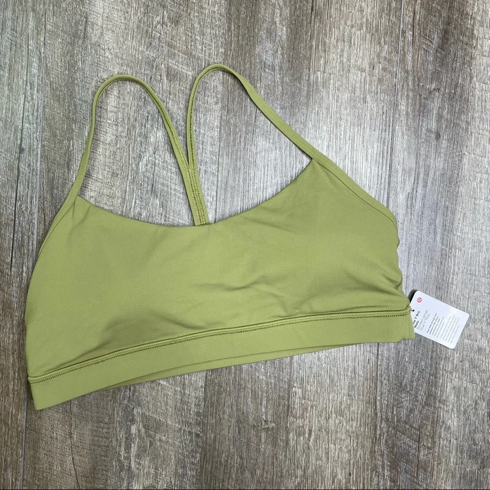 lululemon Bronze Green Flow Y Bra Nulu NEW Size 14 - Picture 2 of 9